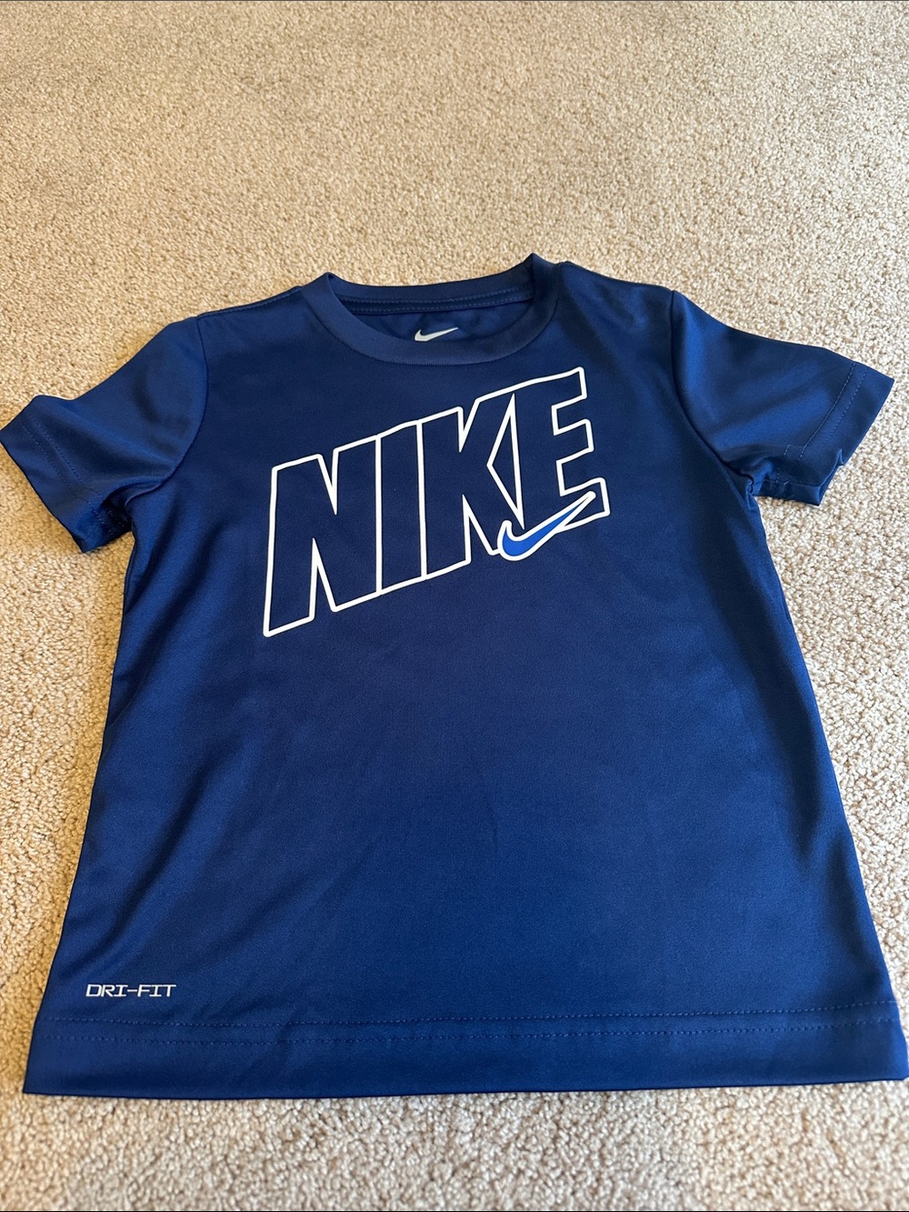 Nike Boys Navy Blue Logo Short Sleeve Tee